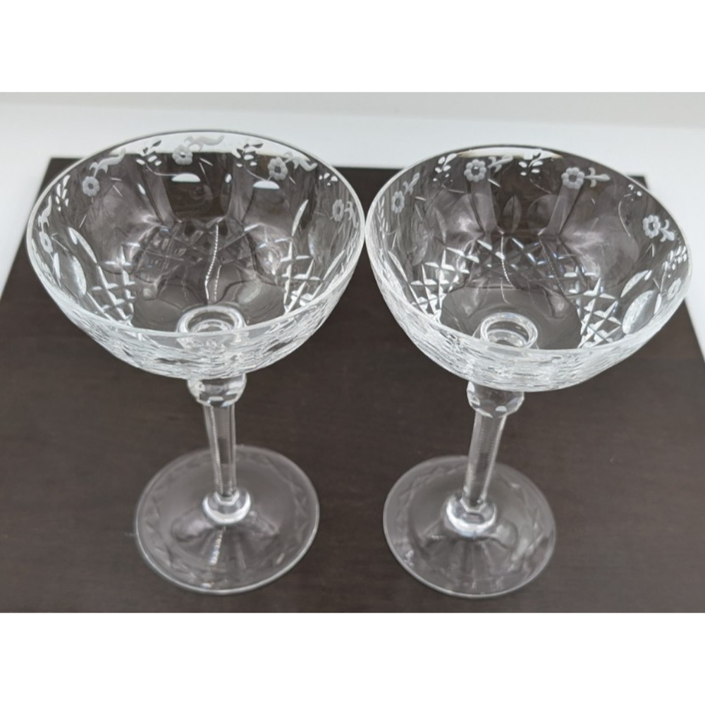 Rogaska Gallia Champagne Tall Sherbet Glasses 7 1/8" Set of 2